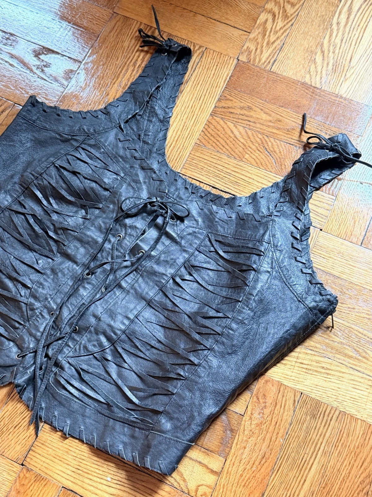 Vintage Plus Size Genuine Leather Bustier Esque Top – Grunge Goth Renaissance 2X