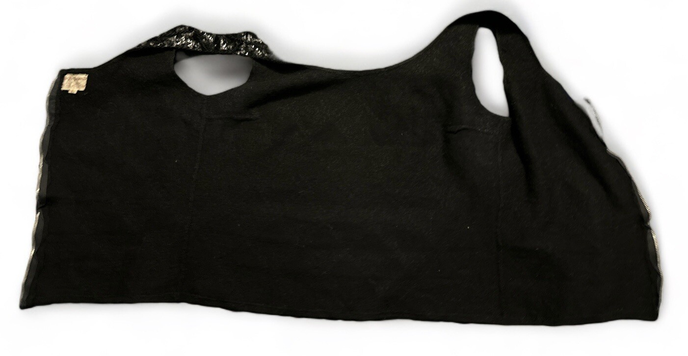 Vintage Jo-Ro Imports Women Size Large Black Sequined Top Wool Hand Loomed EUC