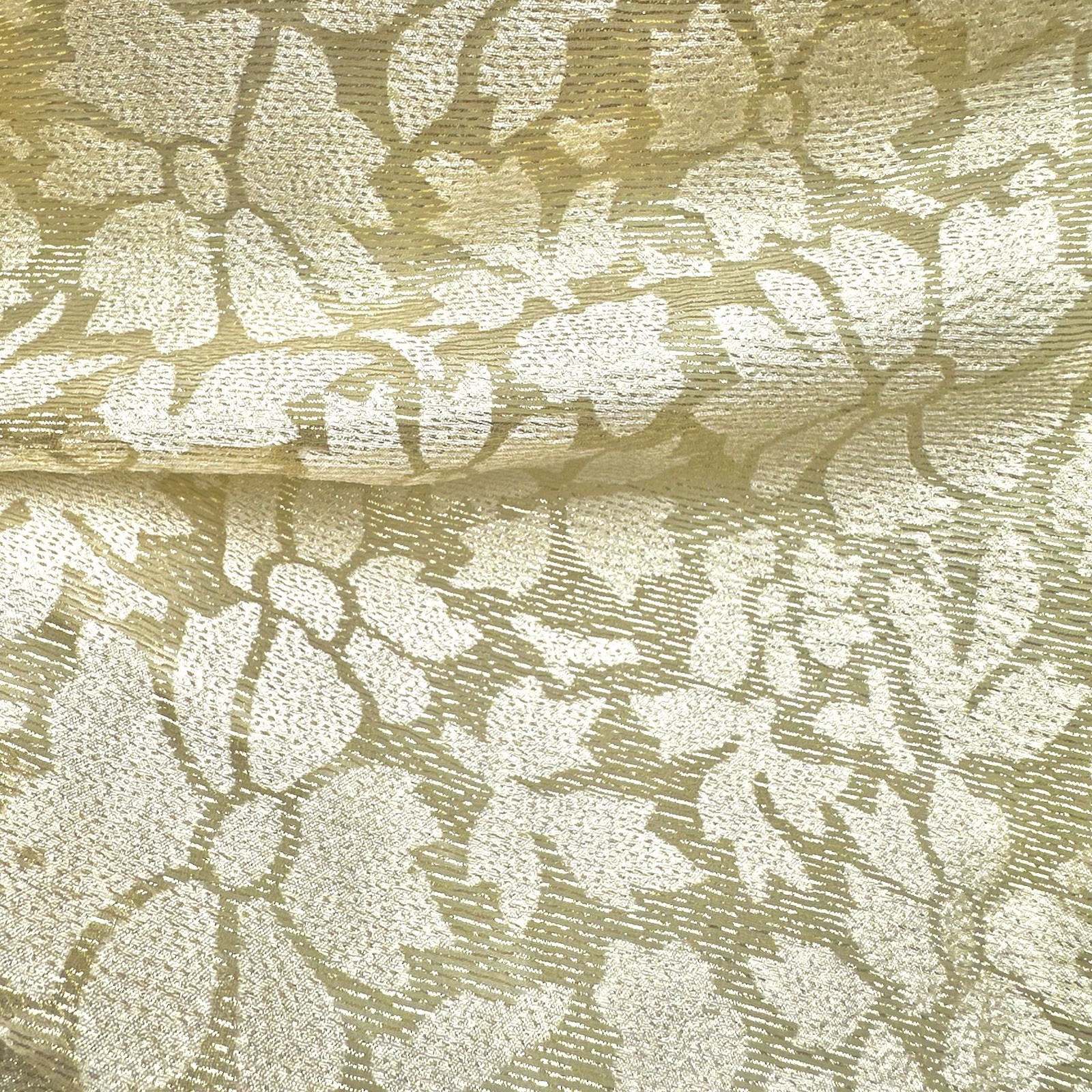 Vintage Malbe Original Lace Blouse Cream Gold Metallic Accent Sz 11 12 RN 10609
