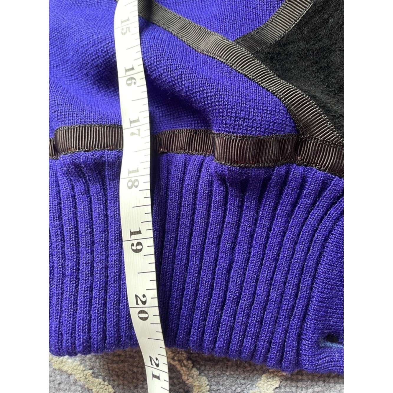 Vintage Claudia S. Drees Violet Knit Midi Skirt & Cardigan Set Size Small