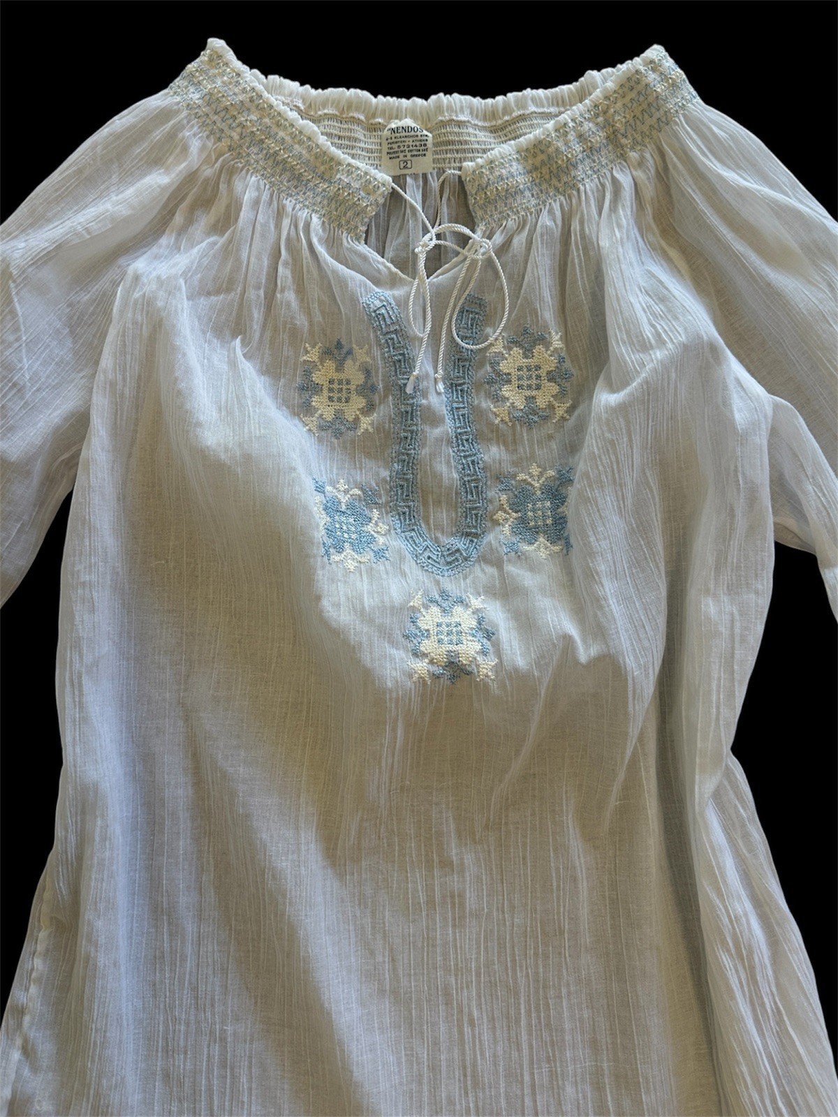 Vintage 70s Embroidered Peasant Blouse 1970s Boho