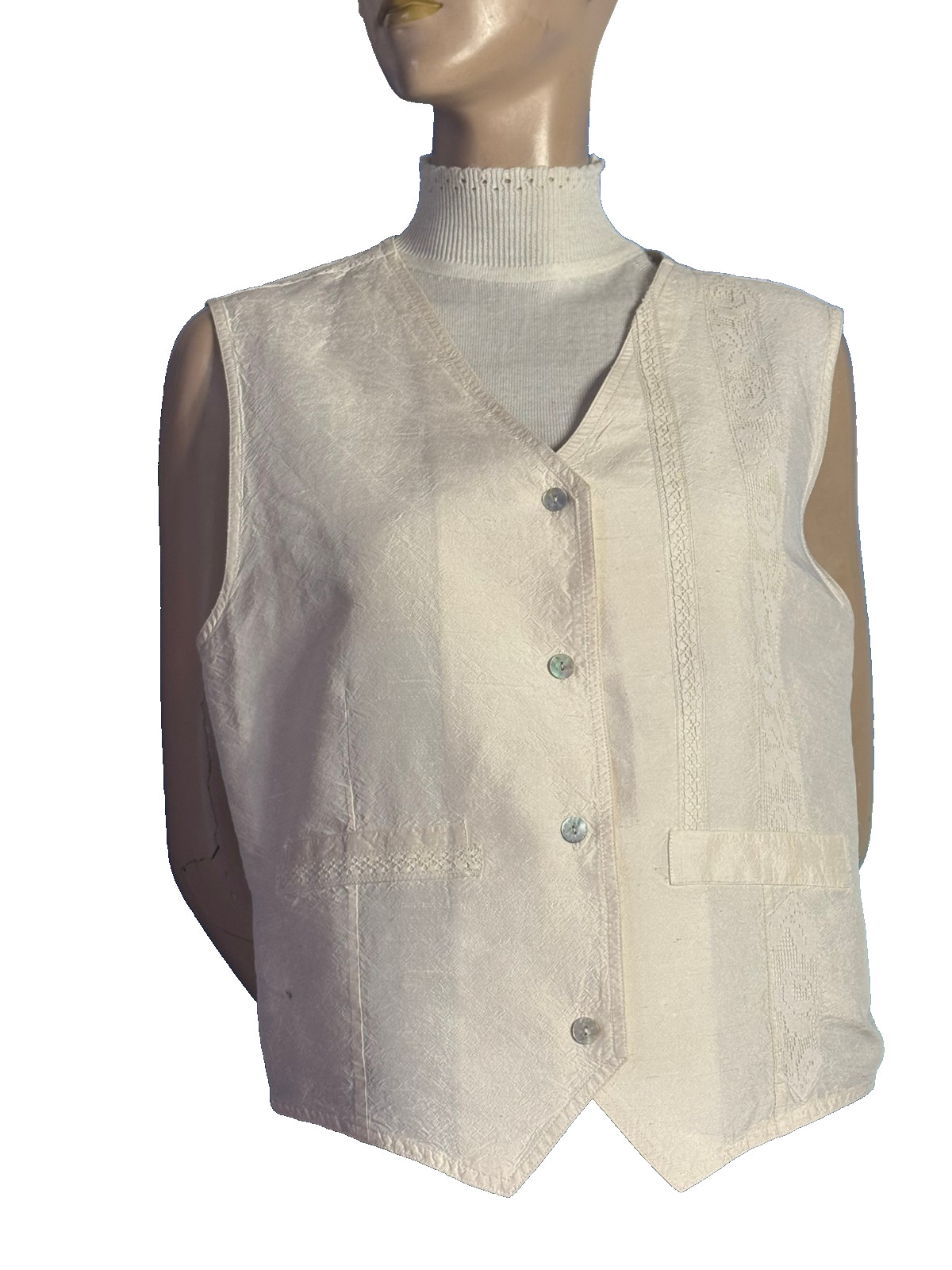 Vintage Silk Vest 40s/50s Paper Silk Lace Chinchback Size 38/40 Unique