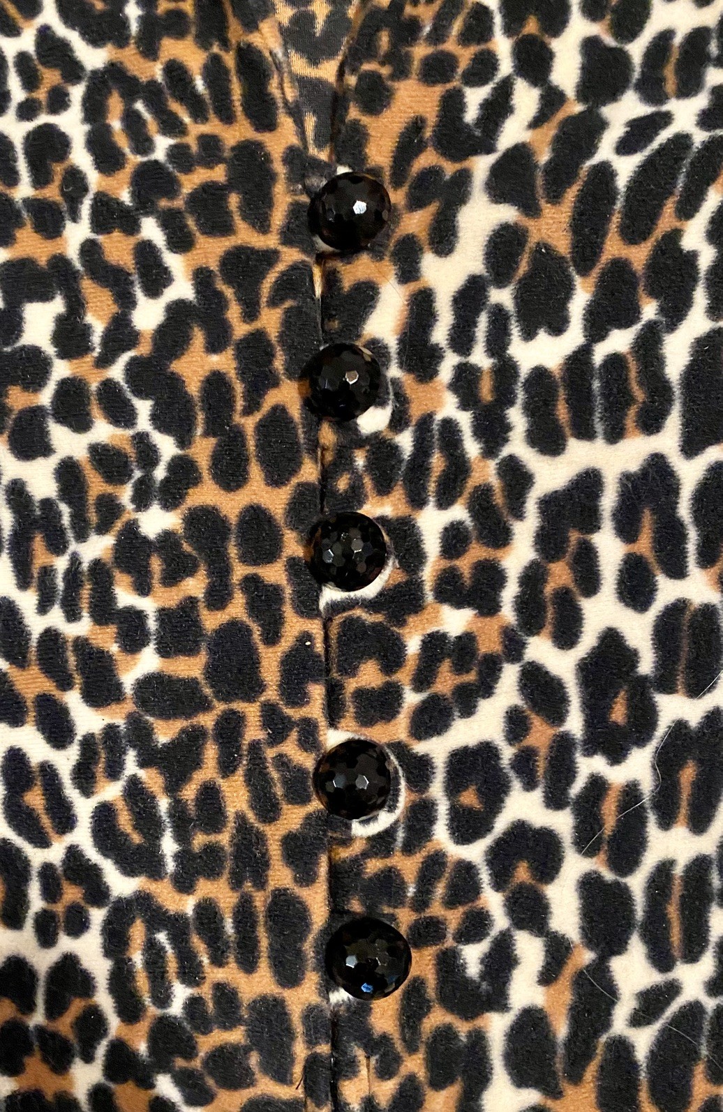 VTG Vanity Fair Velveteen Leopard Print Robe w Pockets & Belt Medium