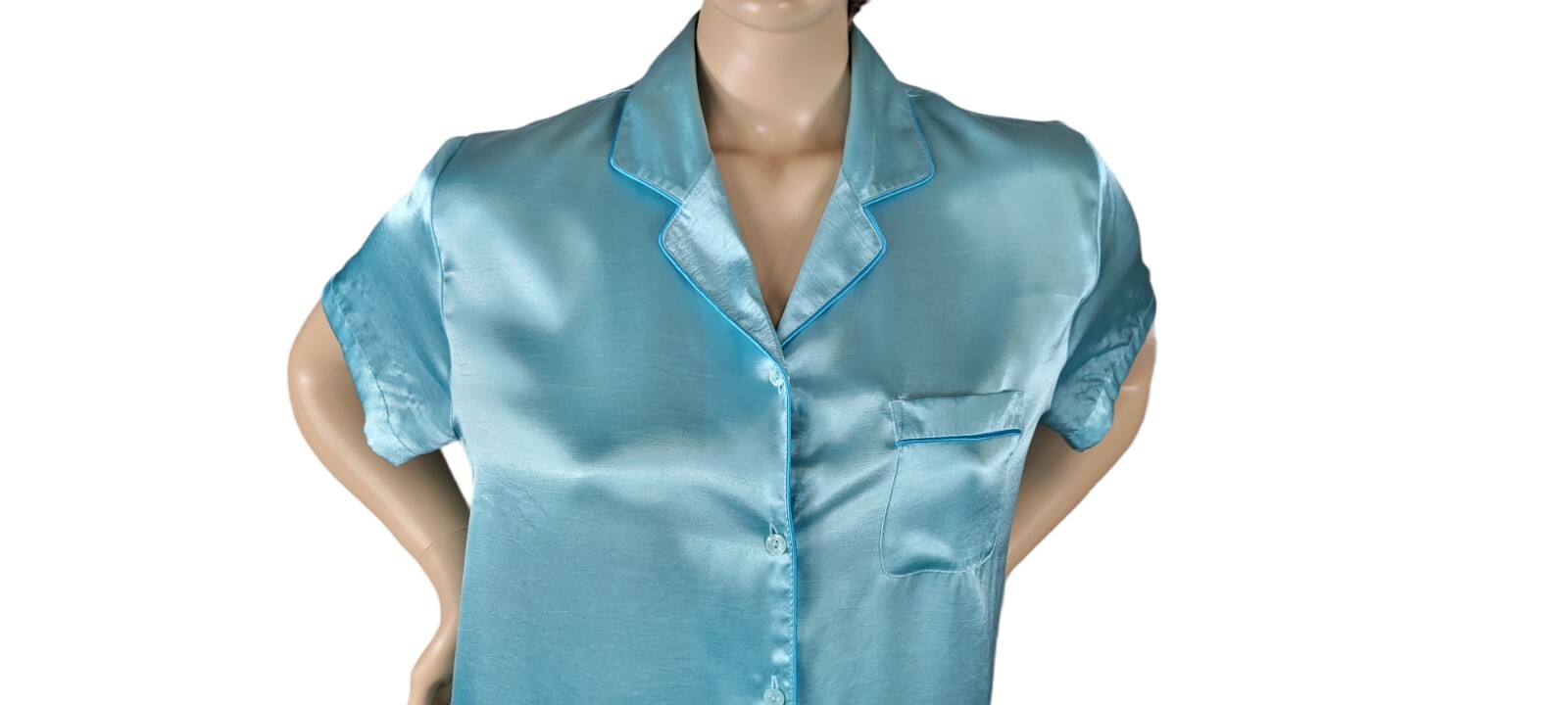 Vintage 90’s Delicates Liquid Satin Poly Turquoise Sleep Shirt Nightgown Sz XL
