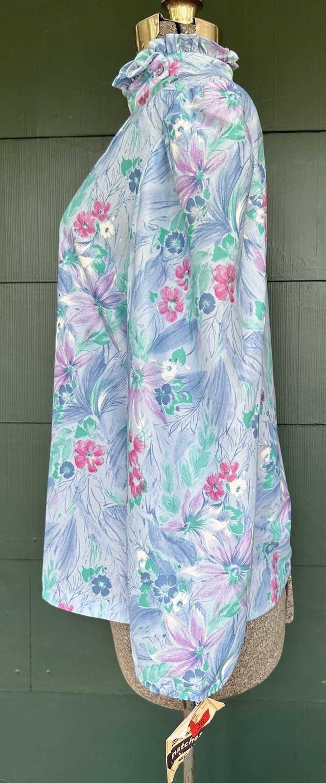 Vintage Deadstock 80s Blouse Size 38 Watercolor Floral Print Grandma Secretary