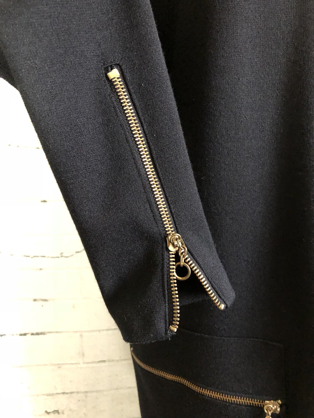 Vintage Caron Chicago Dress Size 6 Black Heavy w Gold Brass Zippers USA