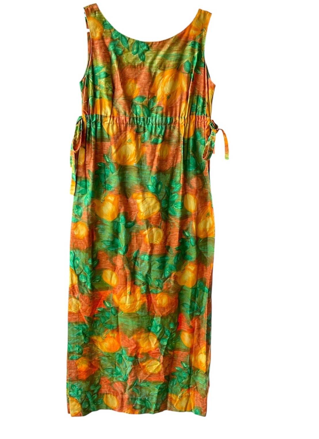 Vintage Paradise Hawaii Orange Maxi Dress Size S Needs Zipper