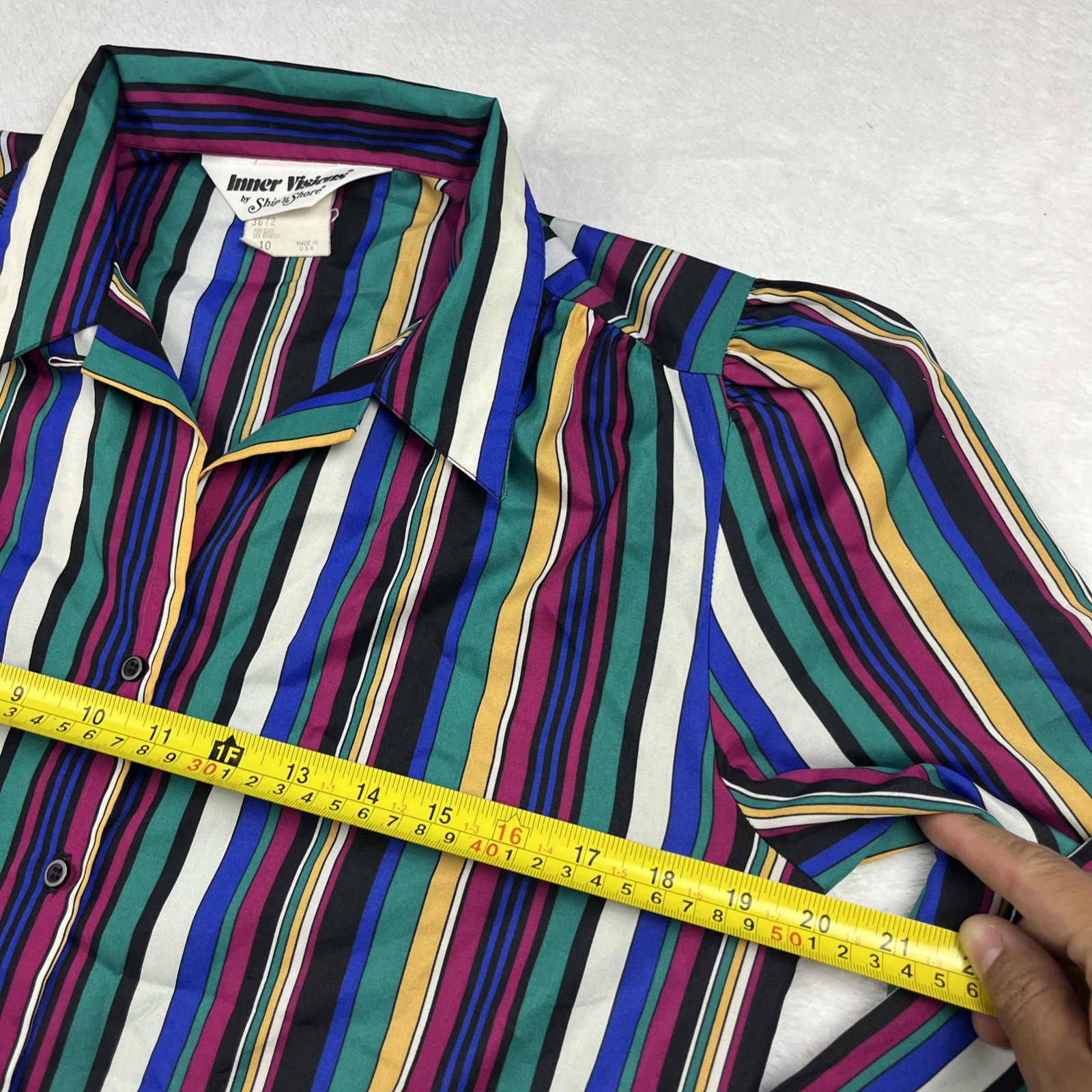 Vintage 70s Ship n Shore Striped Secretary Womens Size 10 Long Sleeve