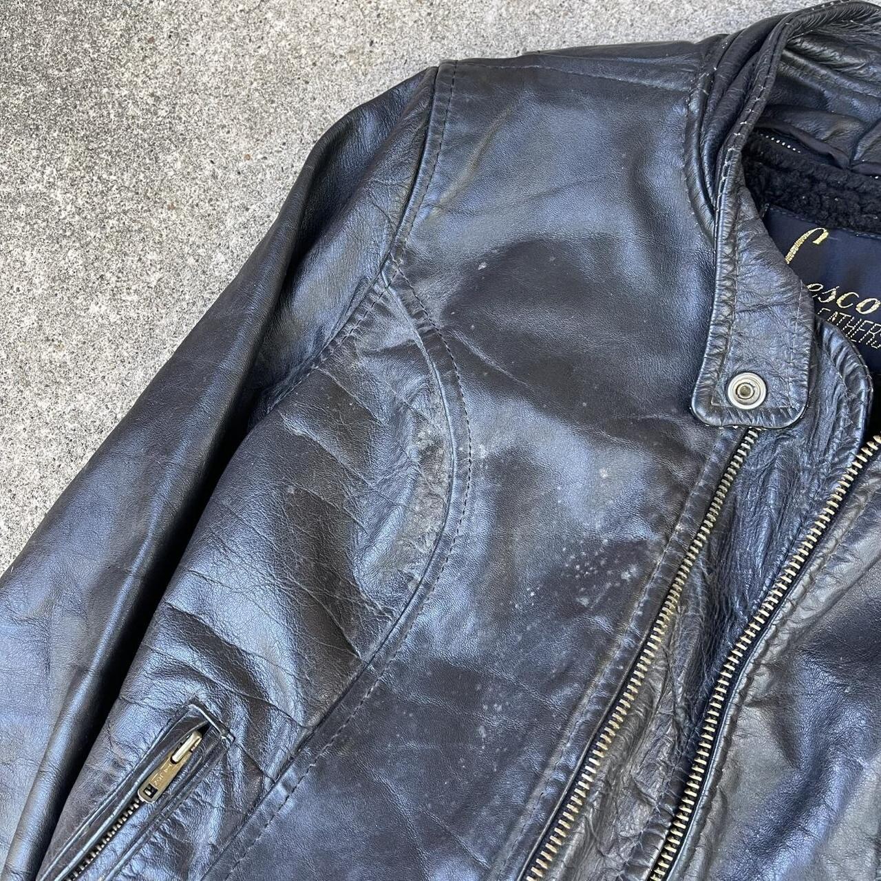 Vtg 60s 70s Lesco Leather Jacket Womens 8 Biker Motorcycle Talon Black Xs