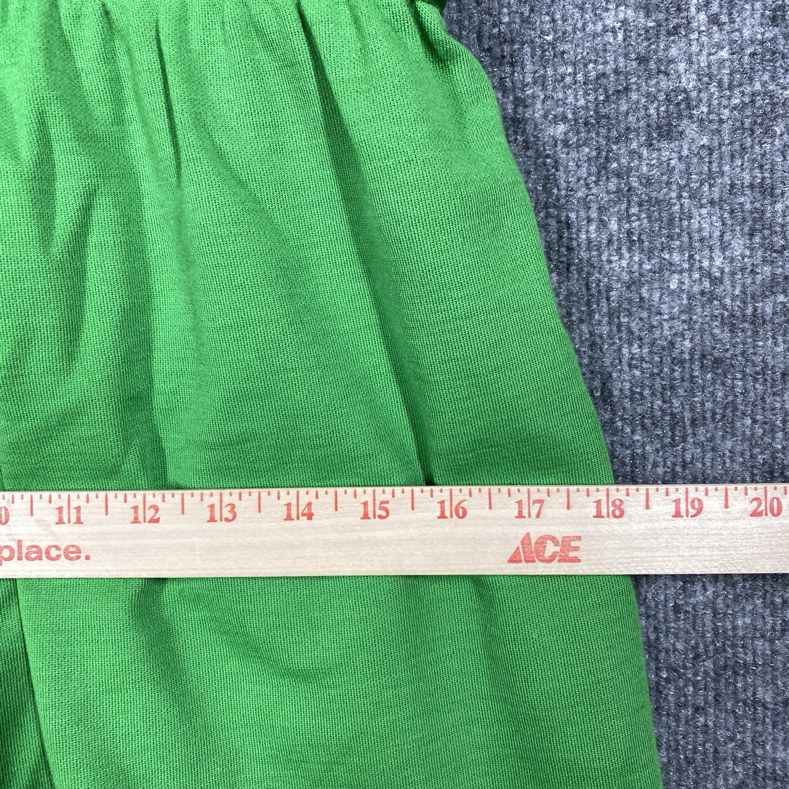 VINTAGE 60s Mod Pop Art Short Sleeve Shirt Dress Polyester Sz 14 Green Mock Neck