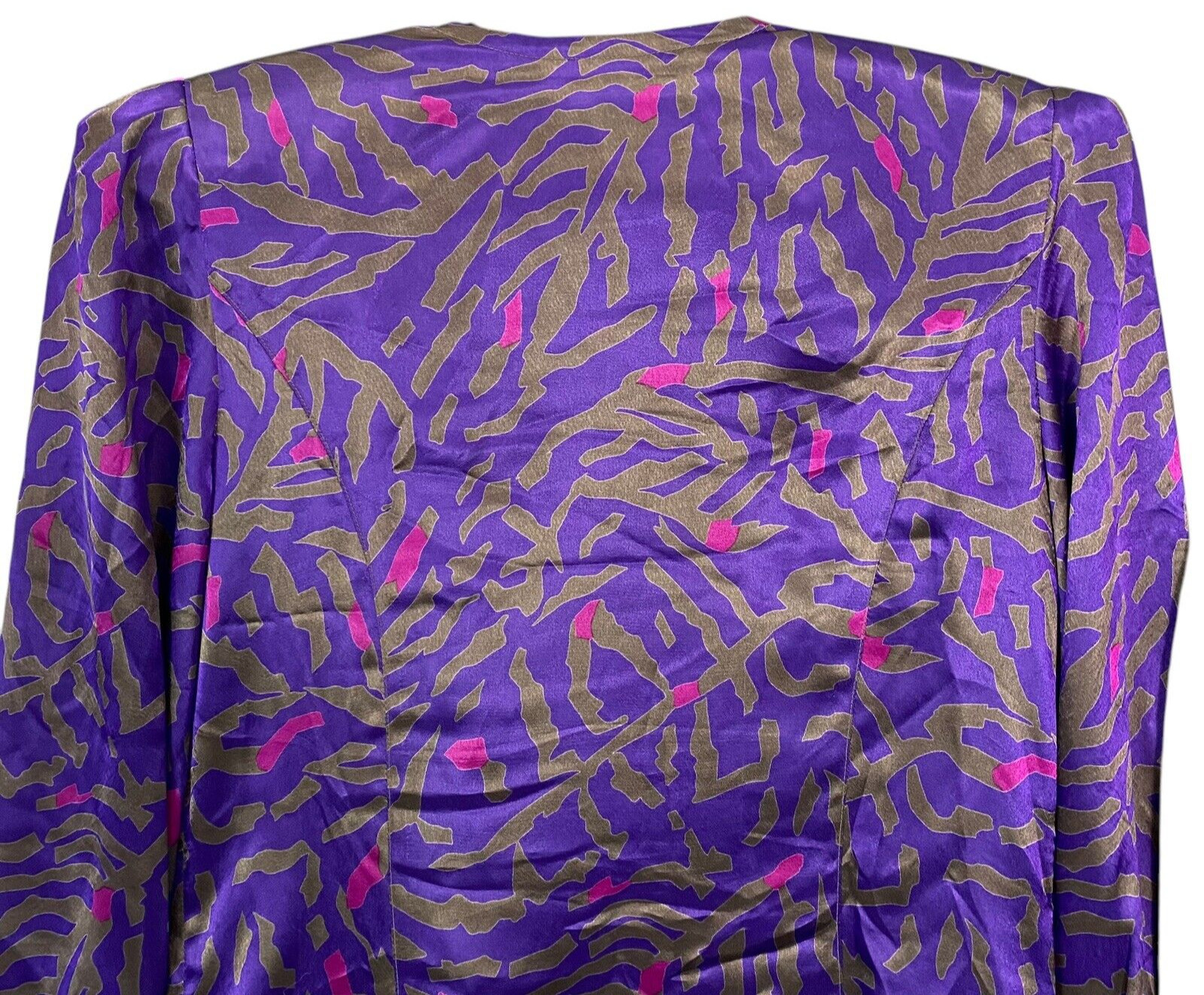 Vtg DONNA MORGAN Women Blazer Skirt Set Sz 11/12 Purple Green Event Party 72-6