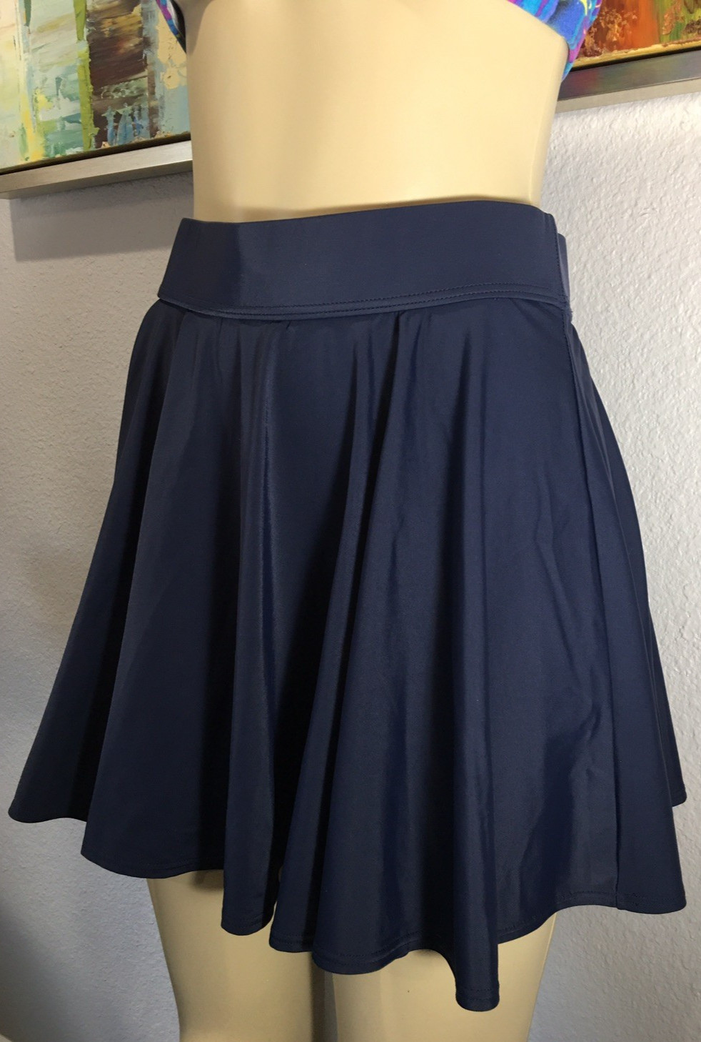 Navy Blue Sweep DNKY Swim Sweep Nylon Coverup Skirt L