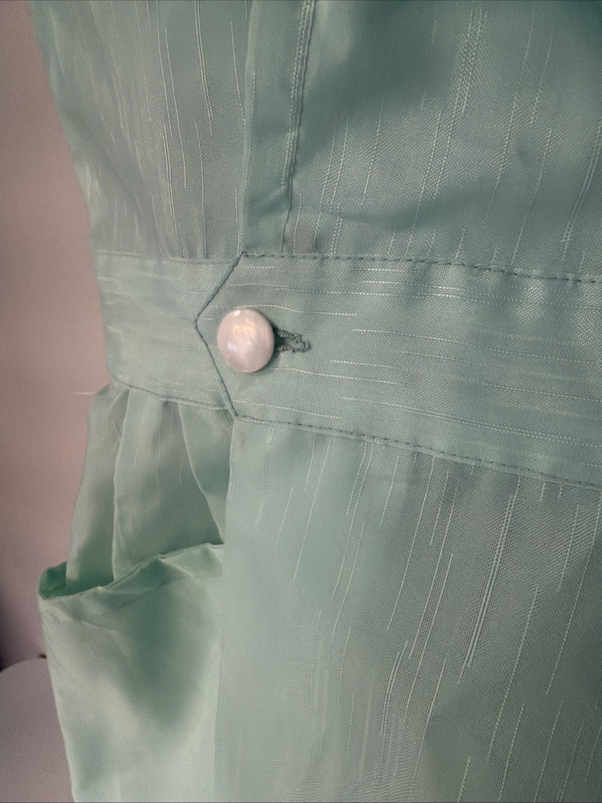 Medium 8 Vintage Beautician Nurse Frock Top 1960’s Mint Green Bob Evan’s F23