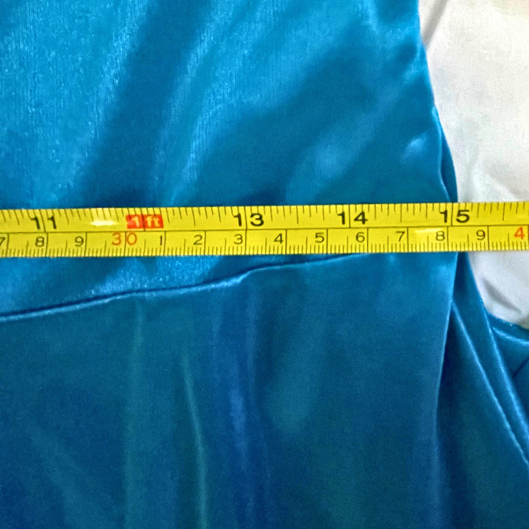Blue Satin Halter Cocktail Dress Convertible Wrap Y2K Frederick’s Hollywood S/M