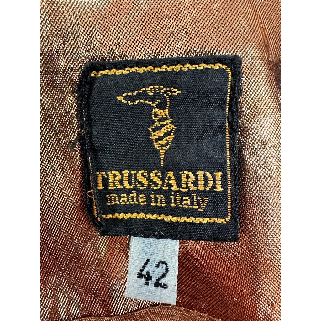 Vintage Trussardi Italy Metallic Copper Peplum Jacket 80s Power Style Sz 42