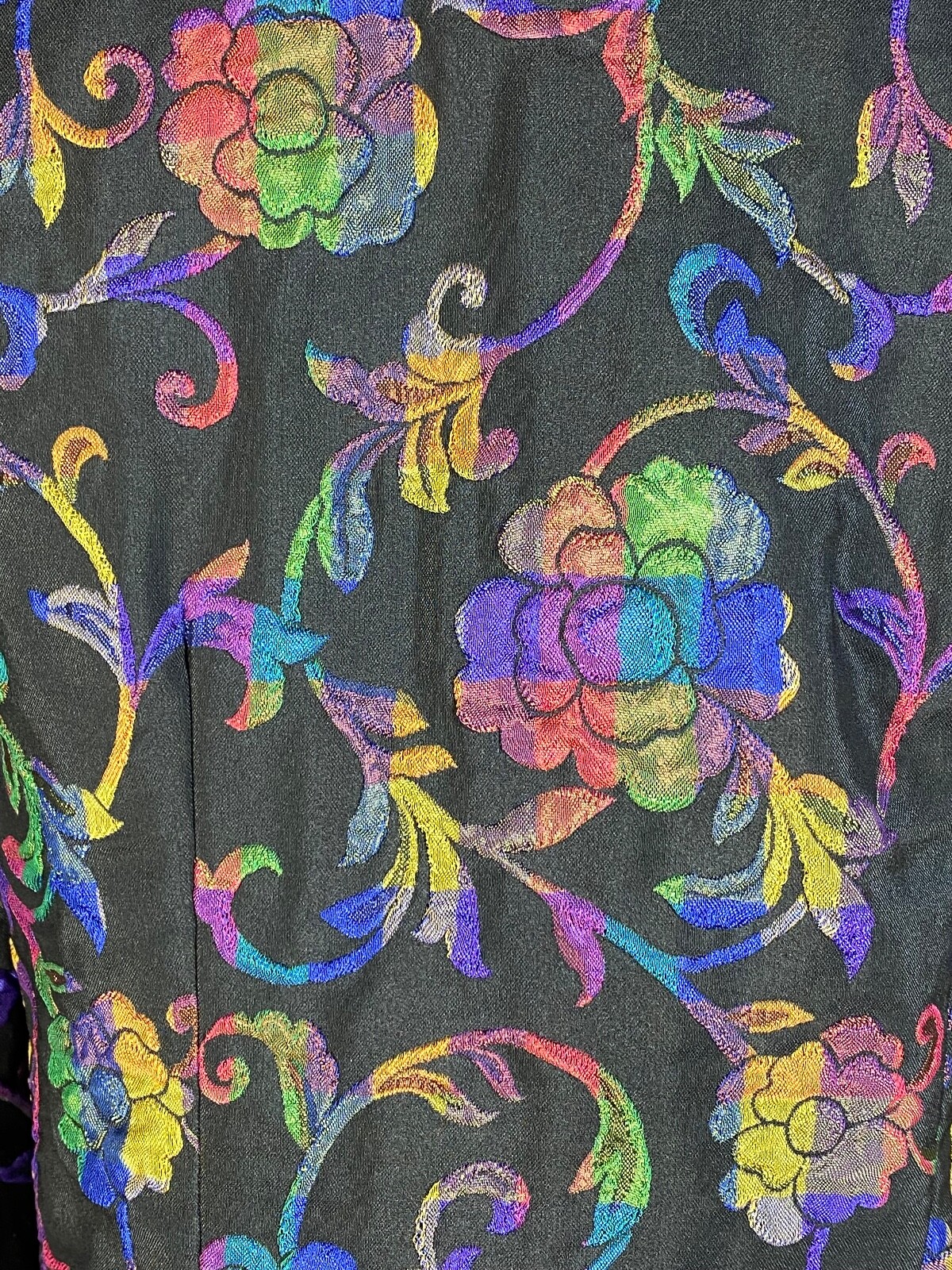 Vintage 1980’s-1990’s rainbow-check-floral print waspy preppy jacket DON CASTER