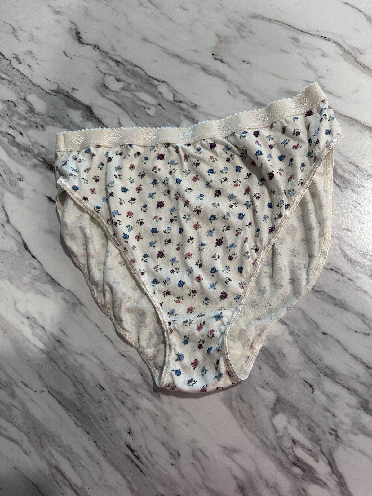 Vintage JCPenney Delicates Floral High Waisted Cotton Panties Sz 7