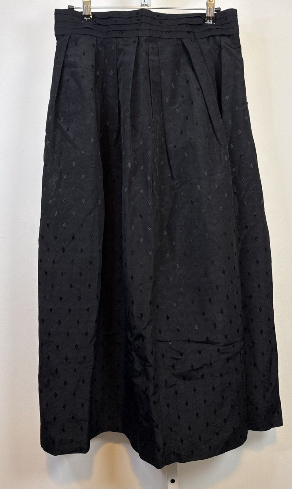 Vintage 80s Daryle Alexander Midi Skirt Full Black Sz14 Pockets Pleated USA