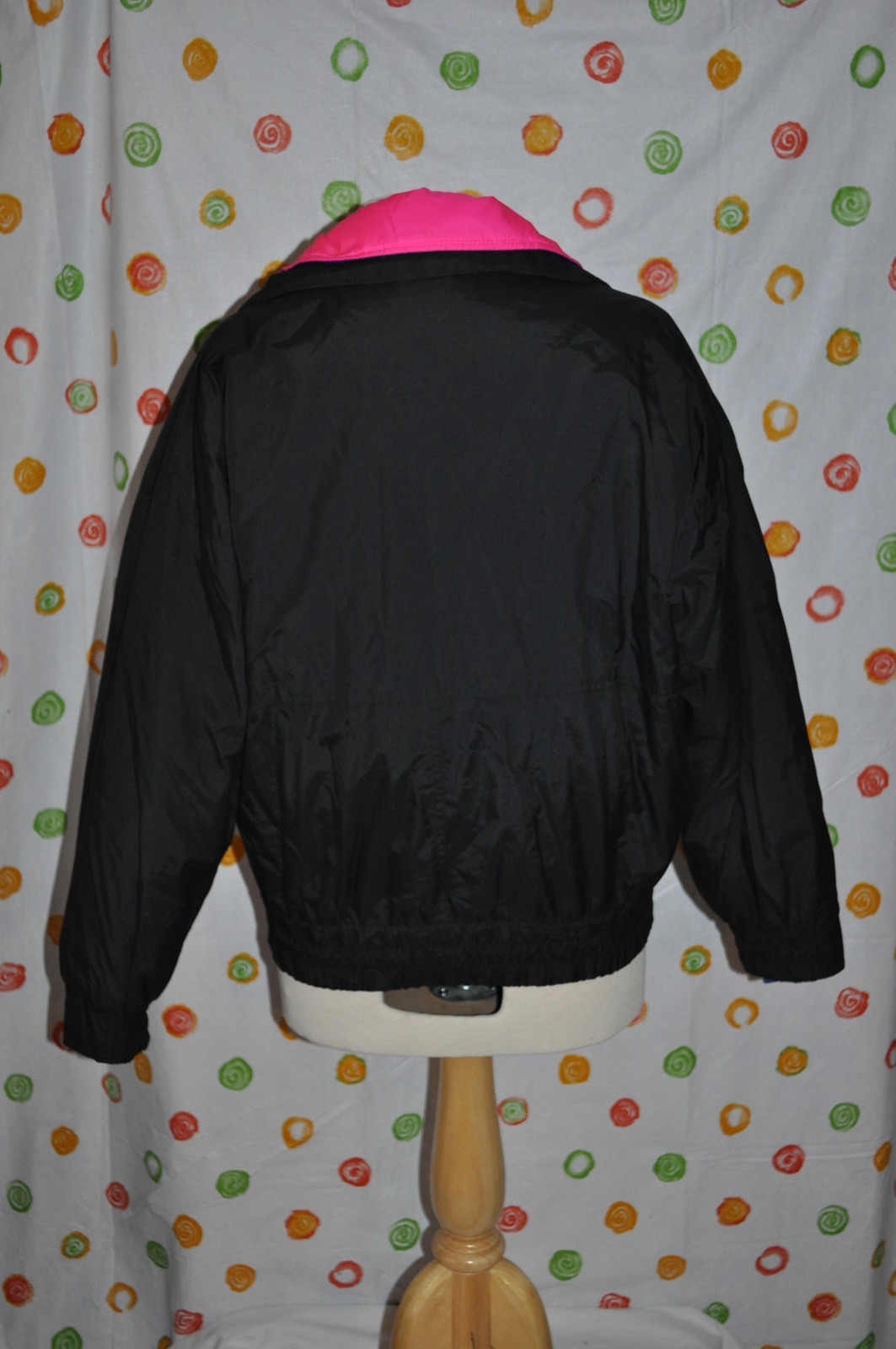 1980’S BLACK puff JUNIOR M COAT ZIP OUT WINDBREAKER 2 COATS IN ONE RETRO COOL