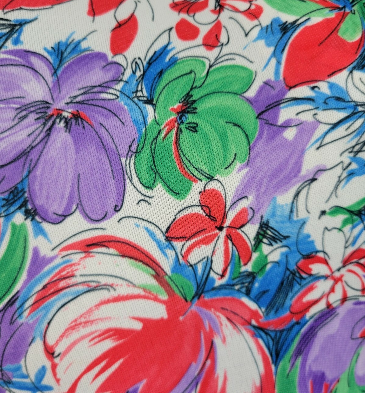 Vintage Dress in White/Red/Green/Blue/Purple Florals Size A2 (S?)