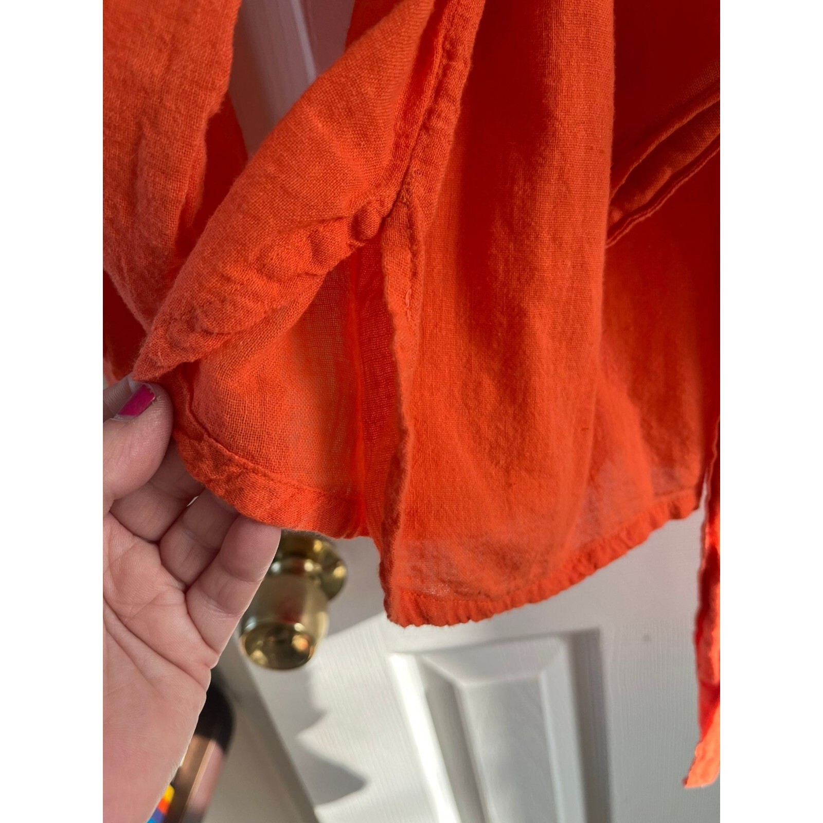 Vtg 1973 Orange Cotton Blouse Grecophilia Made In Greece 100% Greek Cotton