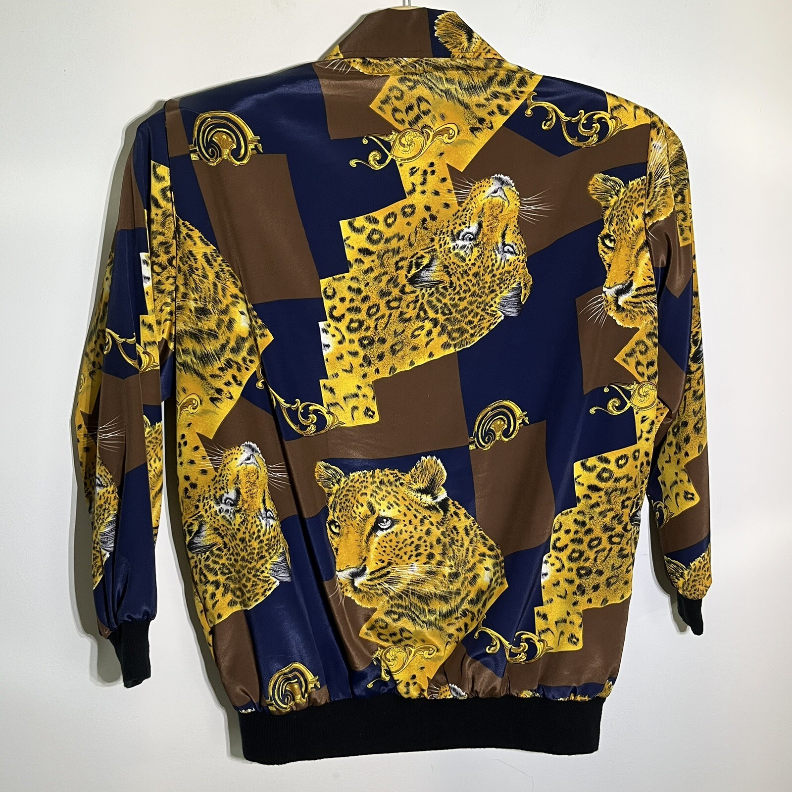 Vintage 90’s 3X Navy Cheetah Gold Button Blazer Jacket Art Rainbow Collection