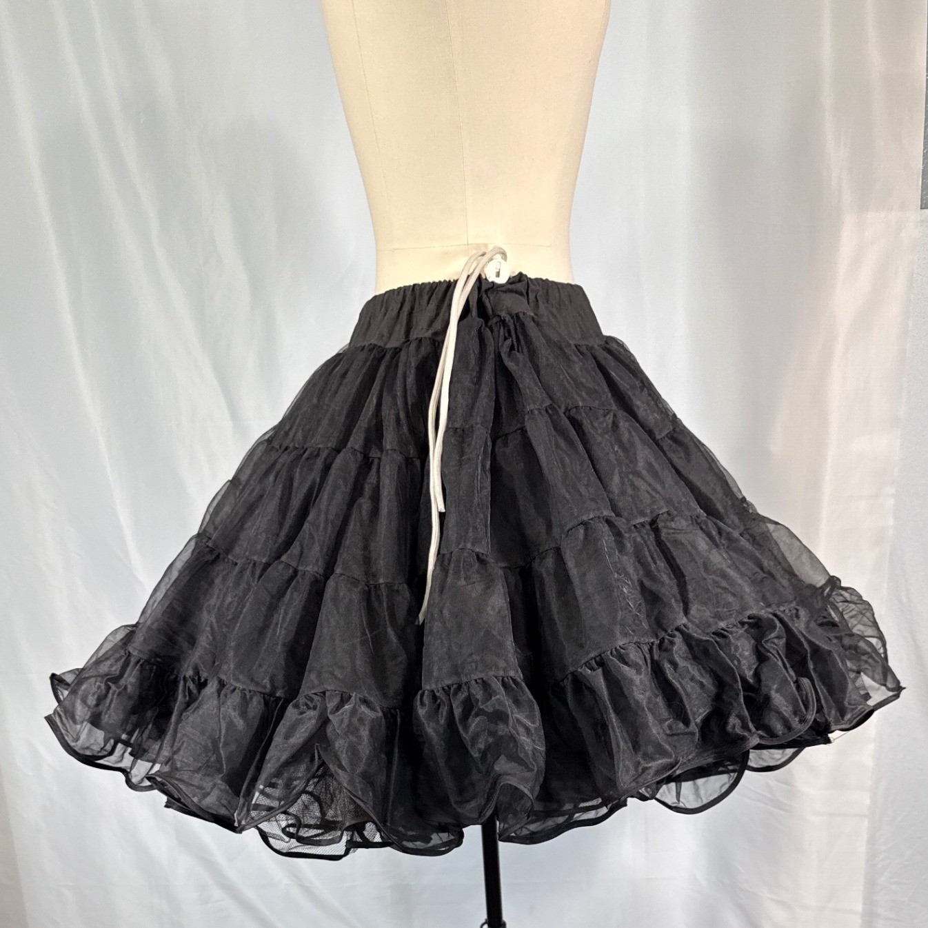 Malco Modes Partners Please Black Tiered Petticoat Crinoline Skirt Vintage Small