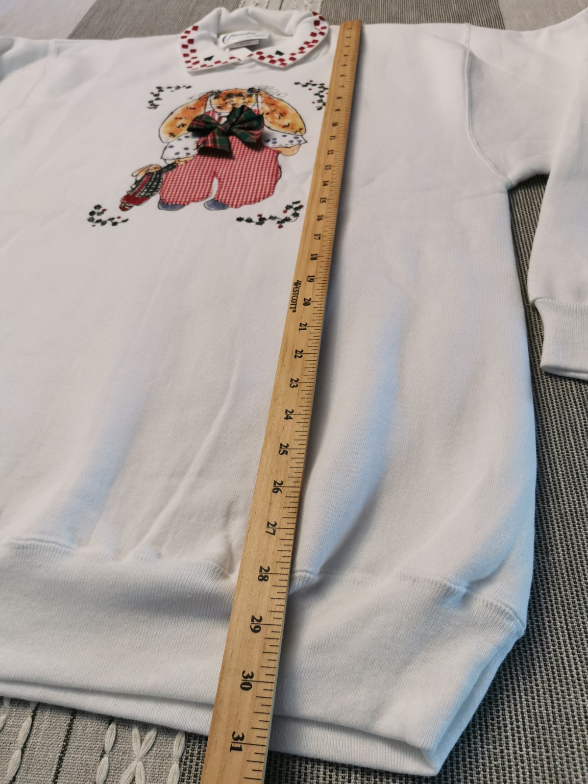 Vintage 90s Claudia & Co Hand Painted Bunny Sweatshirt Large Grandma Cottagecore