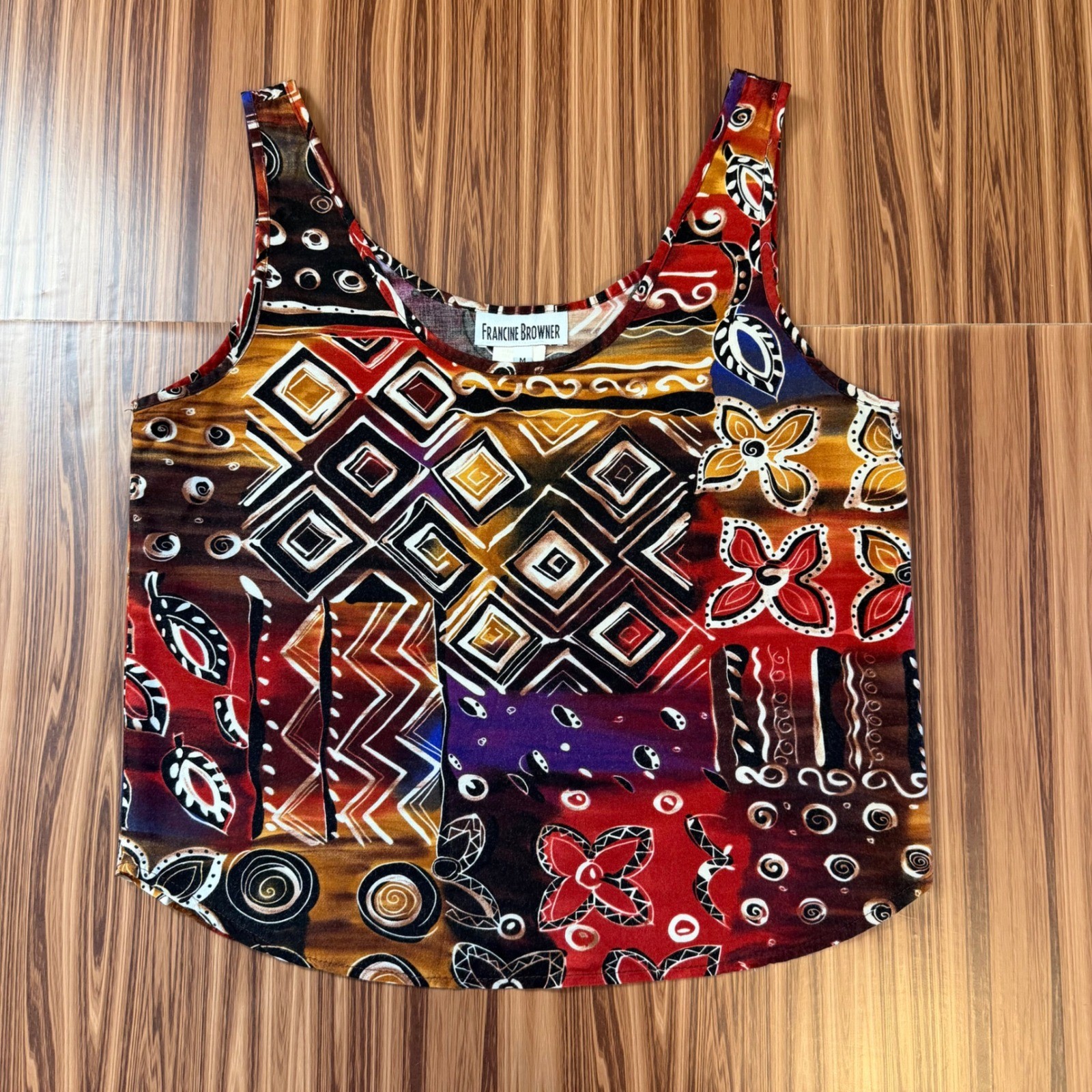 Boho Art Teacher Indie Festival Hippie 80s Vintage Eccentric Geometric Tank Med