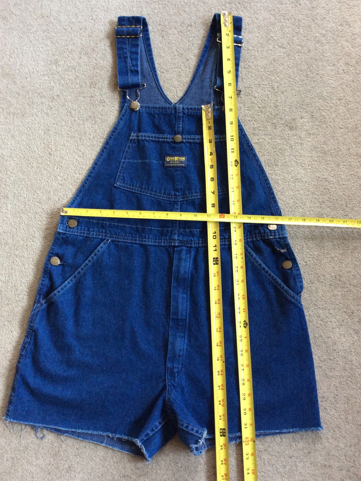 Vintage Oshkosh B’Gosh Vestbak Overalls Jean Cutoff Shorts Size 33/4 Zipper Fly