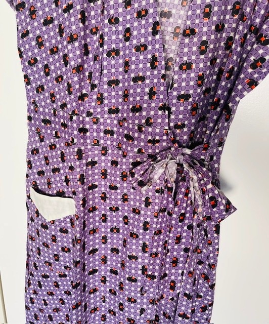 NOS Vtg 30s HOOVERETTE Wrap Brunch Coat House Dress IDEAL DRESS CO Purple Sz 20