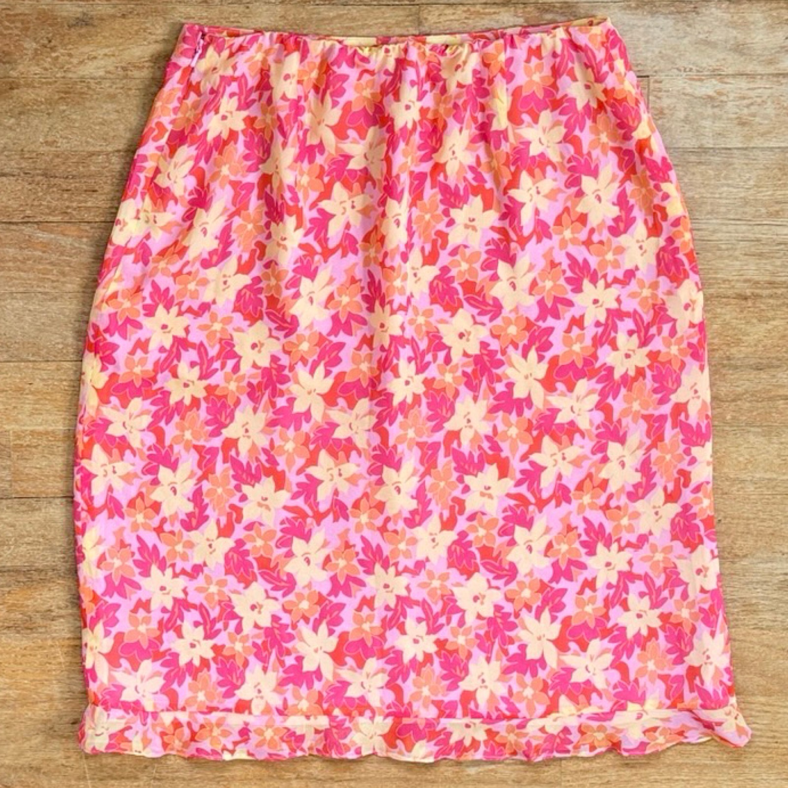 Vintage 100% Silk Floral Skirt Top Set Size Small 8 Two Piece Outfit Ruffled