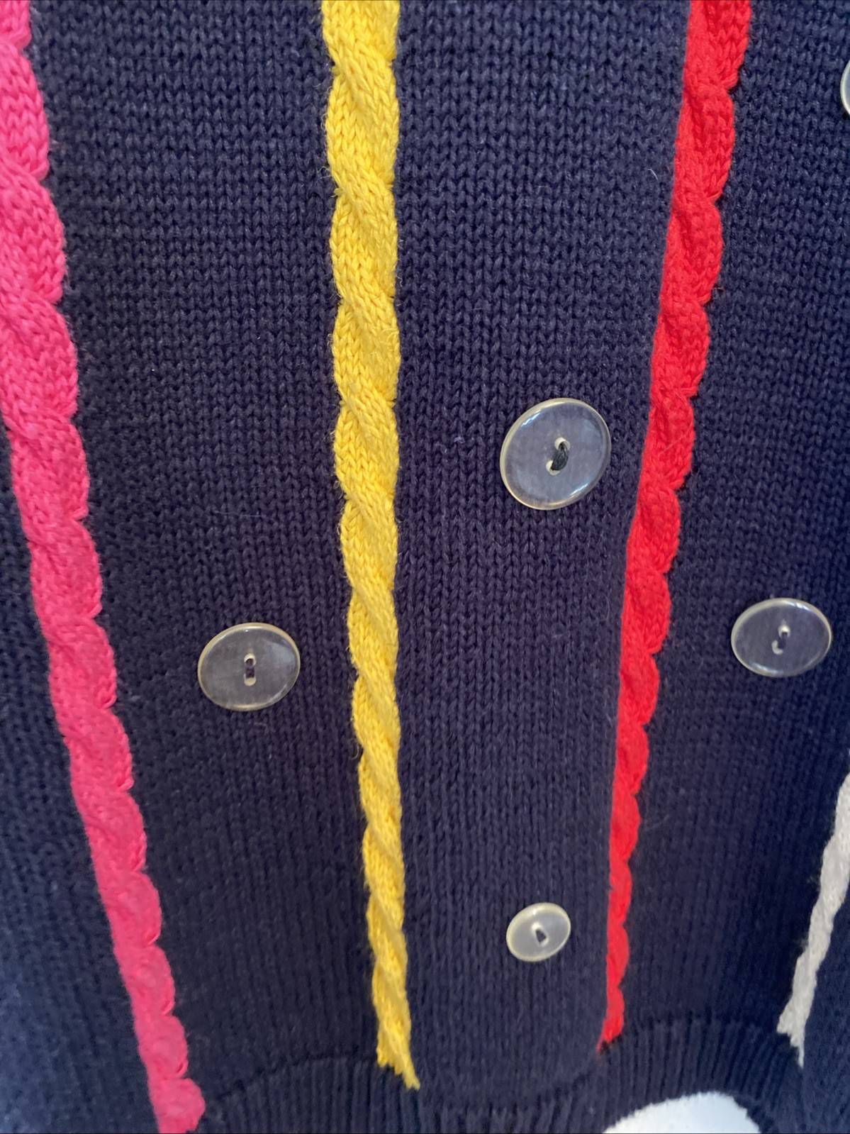 VTG Chaus Cotton/Ramie Rainbow Stripe Knit Sweater Top Large Made In Hong Kong