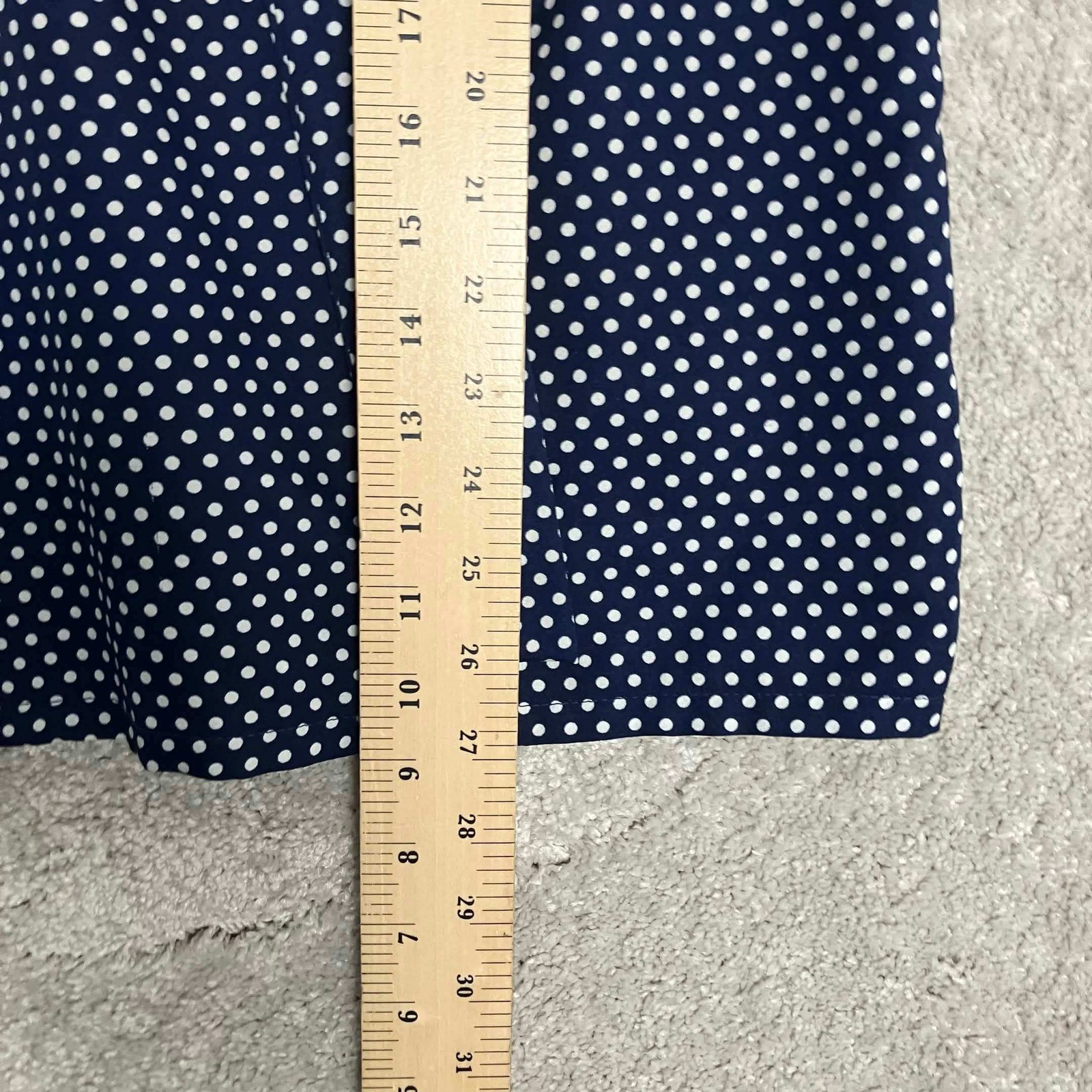 Vintage JCPenney Fashions Navy Blue White Polka Dot Short Sleeve Blouse Size 44
