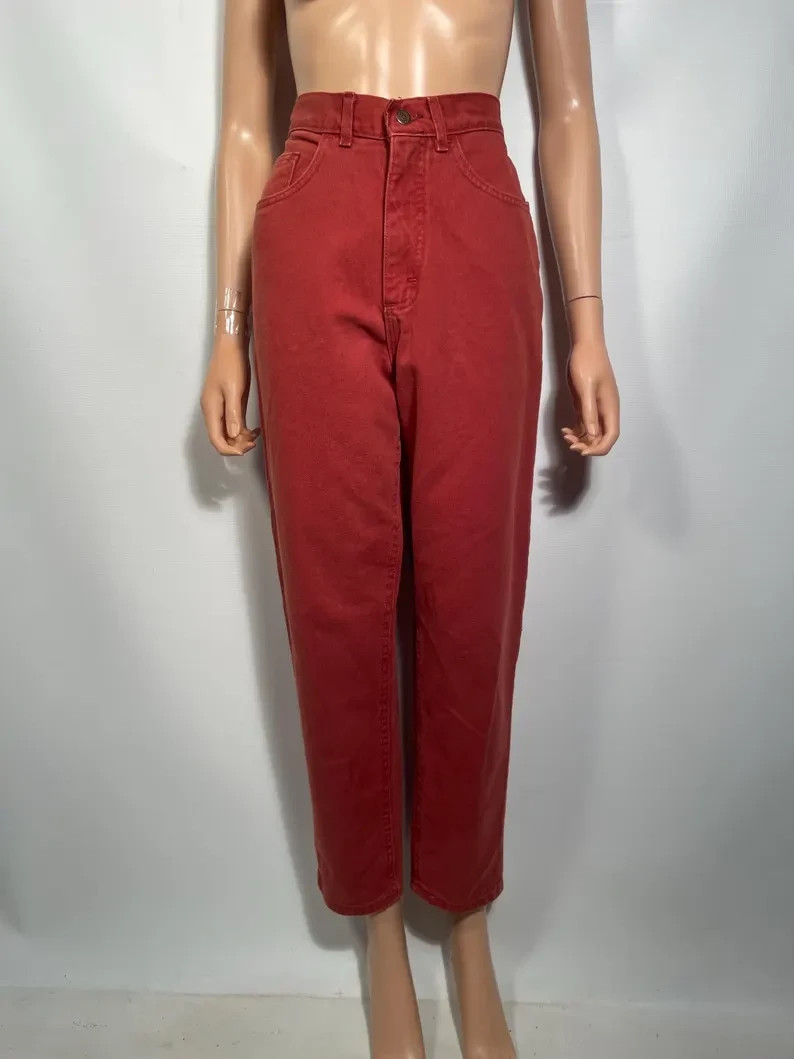 Vintage 90’s Lee Terracotta High Waist Cotton Mom Jeans Made In USA Size 28×28