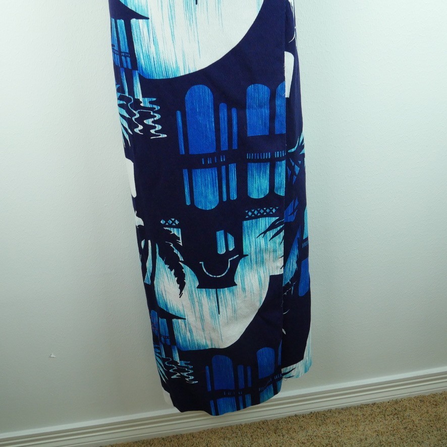 Vintage 60s Hukilau Fashions Hawaiian Maxi Dress Halter Small Barkcloth Aloha