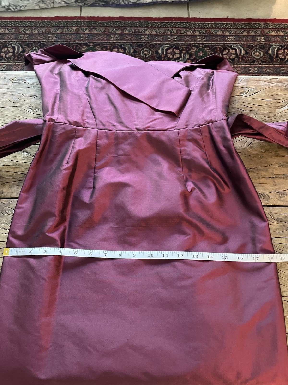 Vtg 1990s Catherine Regehr Dress Burgundy Silk Taffeta Evening Formal Dress Sz S