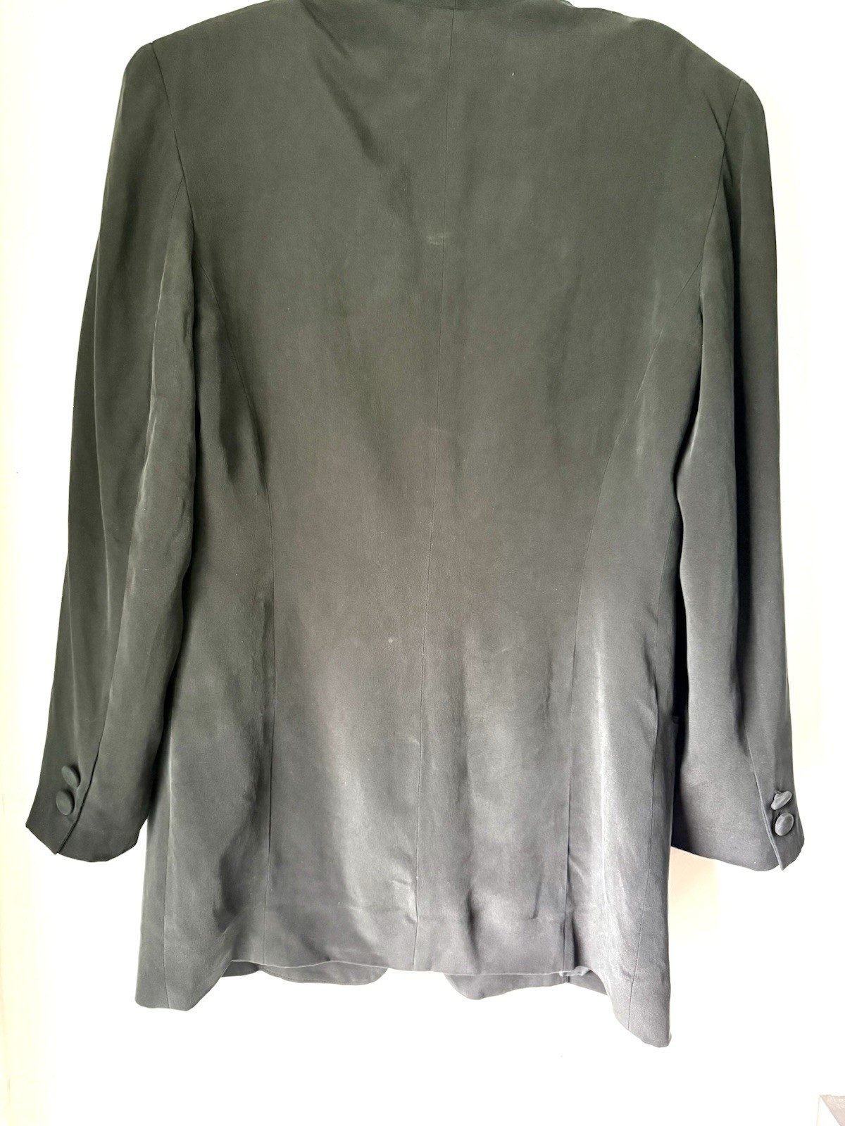 VTG 80s Donna Karan New York Black Label Silk Blazer Made In Hong Kong Women 10