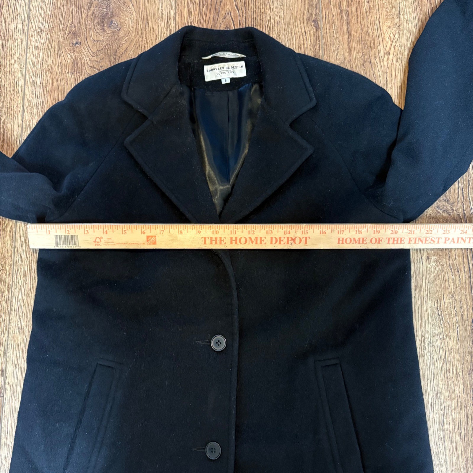 VTG Larry Levine Cashmere Wool Blend Coat Womens Size 6 Black Chic Old Money 90s