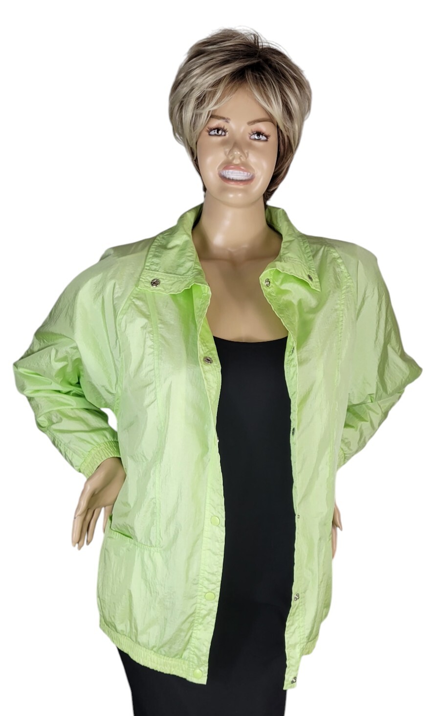 Vintage Tudor Court By Haband Pastel Sherbet Lime Green Windbreaker Jacket Sz L