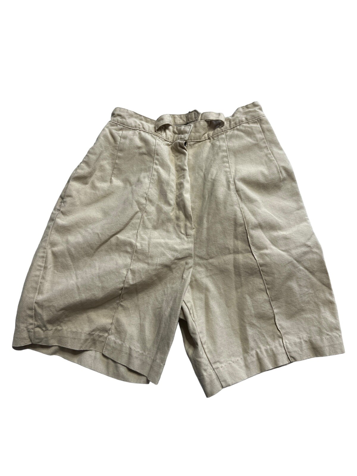 Vintage 1950s Women’s White Stag Zip Shorts Tan High Waist 24