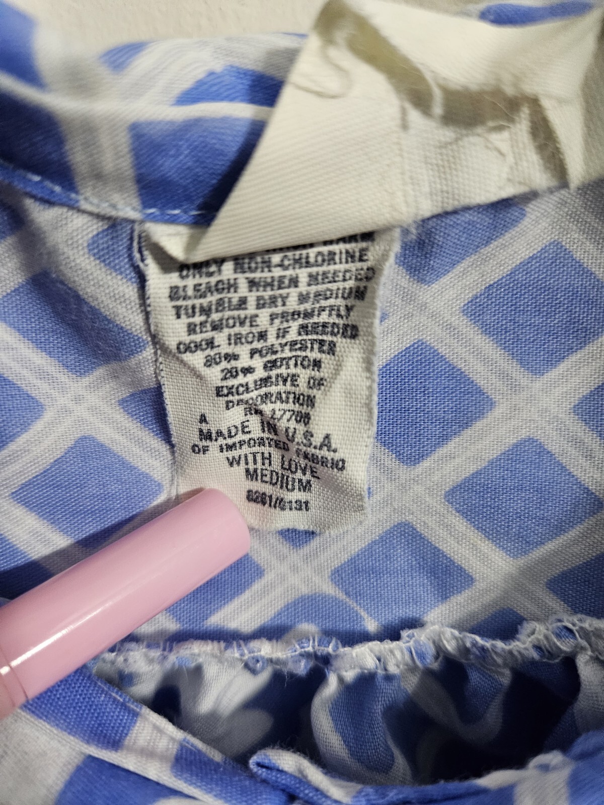 VTG Caper Coat Housecoat Nightgown Medium Retro Mod Button Up Blue Floral Check