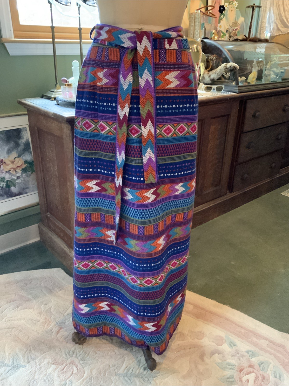 Vintage Prestige of Boston Skirt Boho Maxi Length Blanket Like EUC SZ 4 W 28″