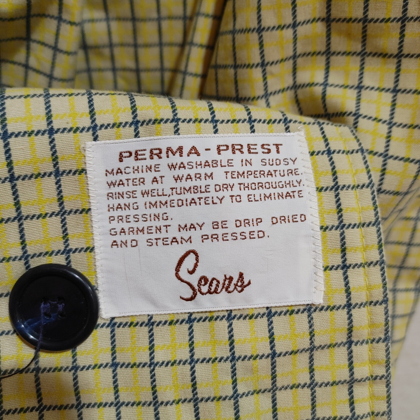 Vintage Perma Prest Sears Jacket/Coat -No Lining- Size Large