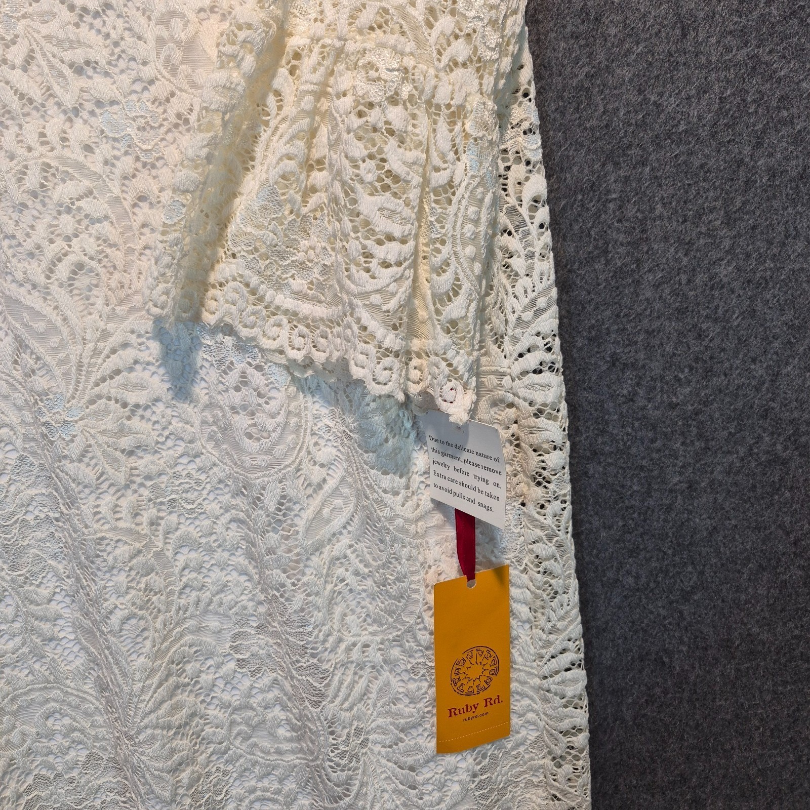 NWT Ruby Rd Dress Womens Md Flair 3/4 Sleeves Lace Overlay Romantic Boho Cottage
