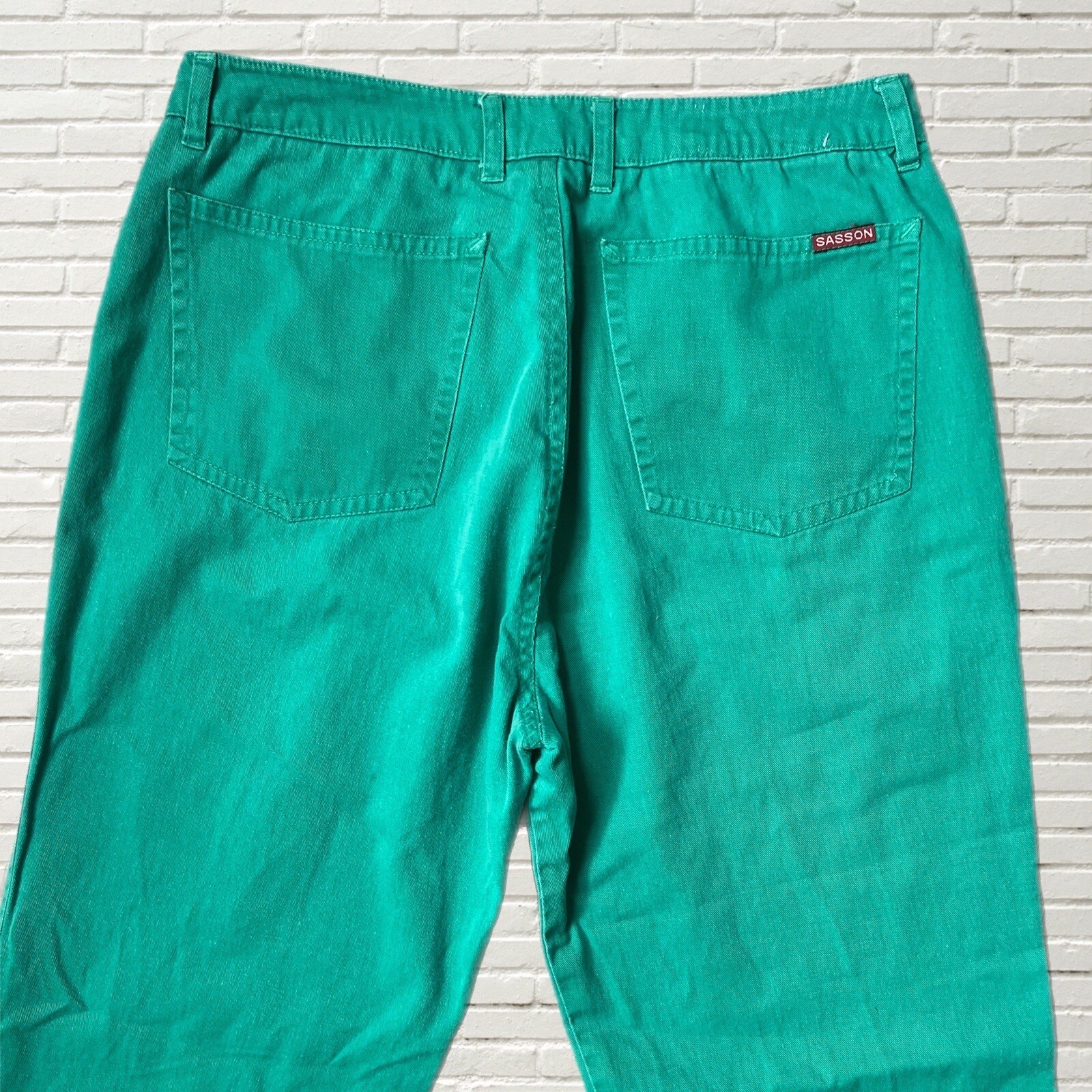 Vintage 80s Sasson Jeans Teal Green Mid Rise Straight Leg Size S