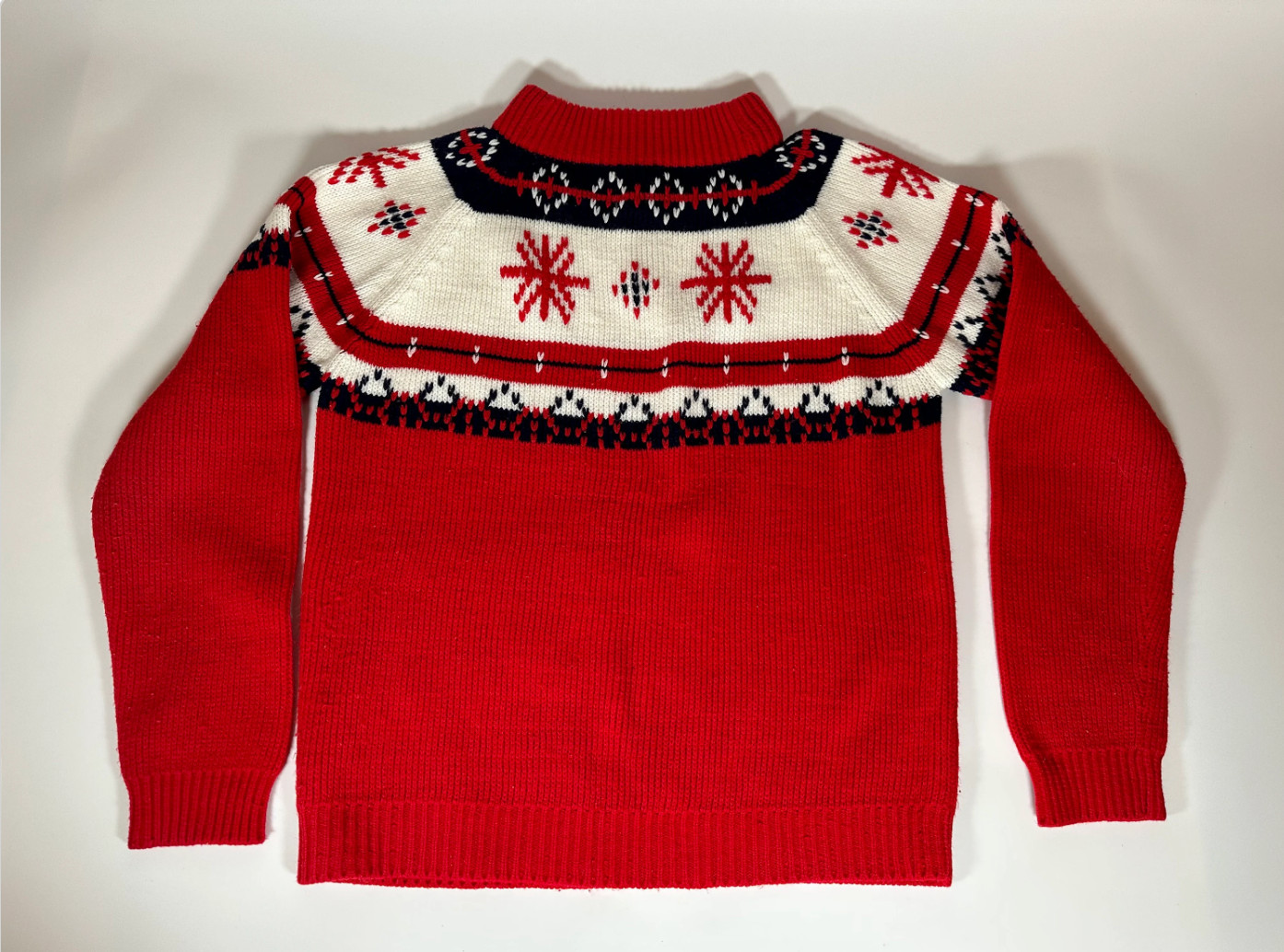 Vintage 90s Scandia Woods Cardigan Sweater Zip Front Deer Design Knit
