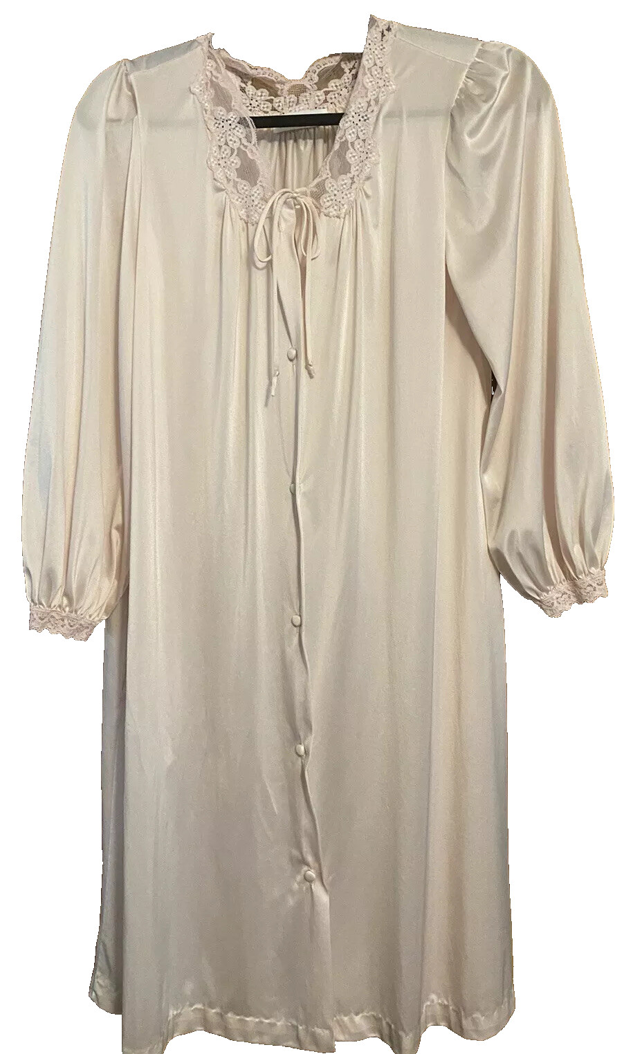 Vintage Miss Elaine Nightgown Robe Small/Medium Long Sleeve Button Dusty Rose