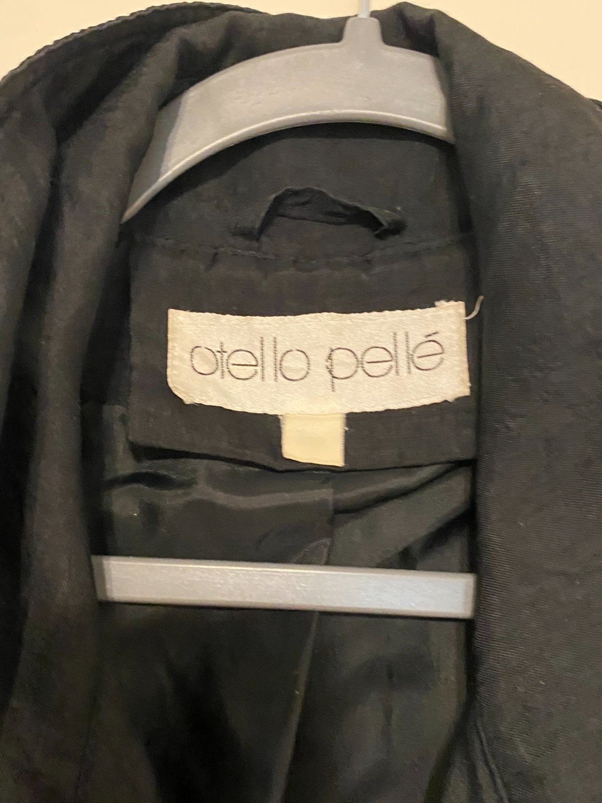 VTG 1990s Otello Pelle Black Belted Trench Coat Duster Jacket Womens Large