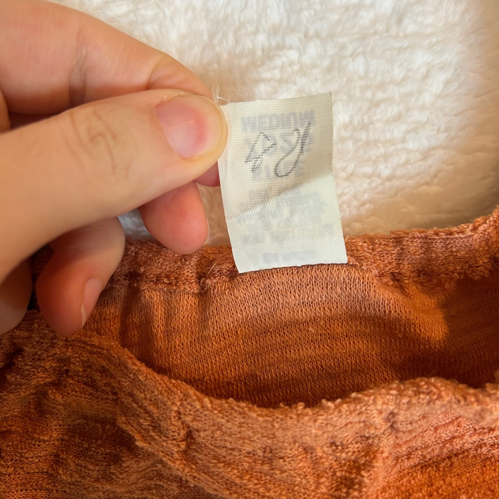 Vintage 1970s–80s Rust Cottagecore Prairie Peasant Puff Sleeve Crop Top Womens M